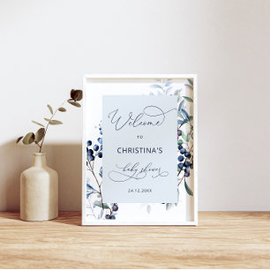 Poster de bienvenue du Baby shower Berry Sweet Blu