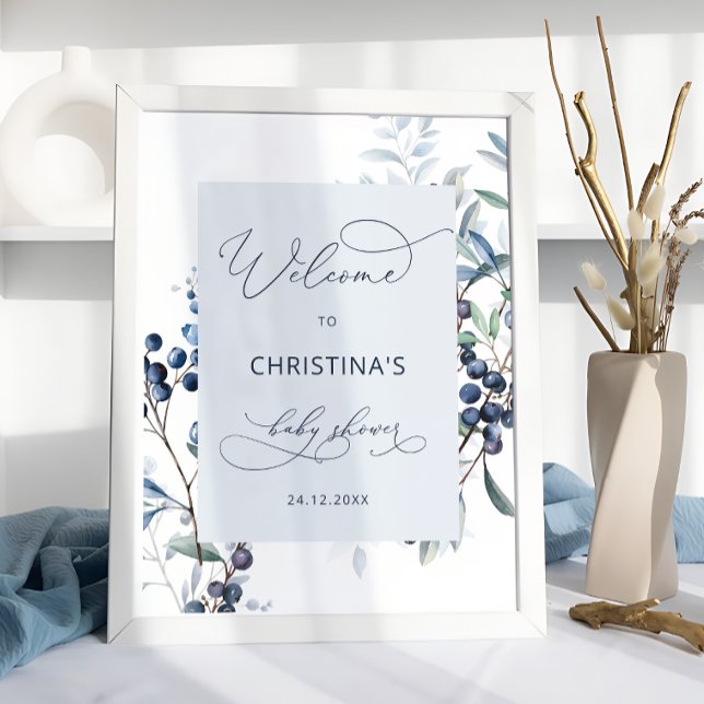 Poster de bienvenue du Baby shower Berry Sweet Blu (Créateur téléchargé)