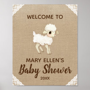 Poster de bienvenue du Baby shower d'agneau de Bur