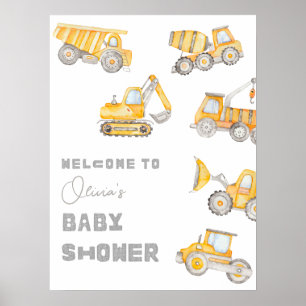 Poster de bienvenue du Baby shower de construction