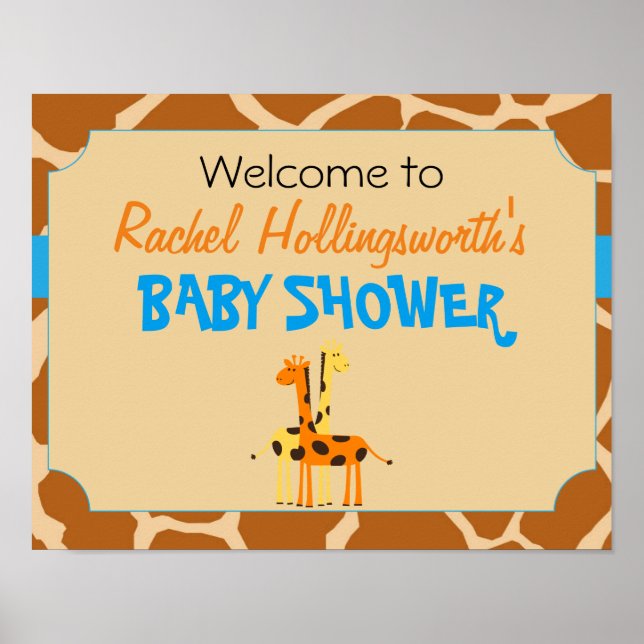 Poster de bienvenue du Baby shower de la Giraffe B (Devant)