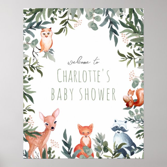 Poster de bienvenue du Baby shower des animaux de  (Devant)