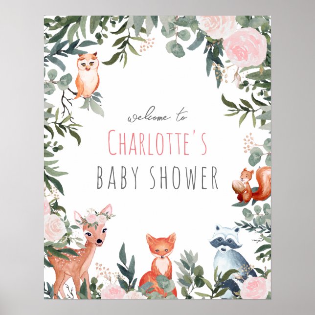 Poster de bienvenue du Baby shower des animaux de  (Devant)