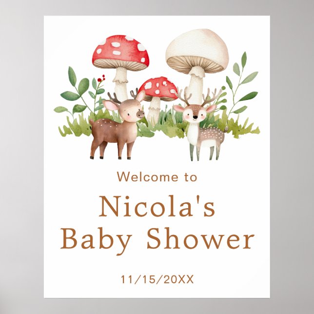 Poster de bienvenue du Baby shower des cerfs de Wo (Devant)