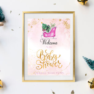 Poster de bienvenue du Baby shower d'hiver Pink Sl