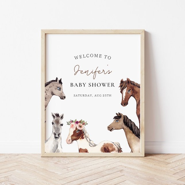 Poster de bienvenue du Baby shower du cheval (Créateur téléchargé)
