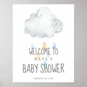 Poster de bienvenue du Baby shower Garçon Rain Clo