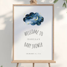 Poster de bienvenue du Baby shower Moon and Stars