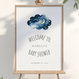 Poster de bienvenue du Baby shower Moon and Stars