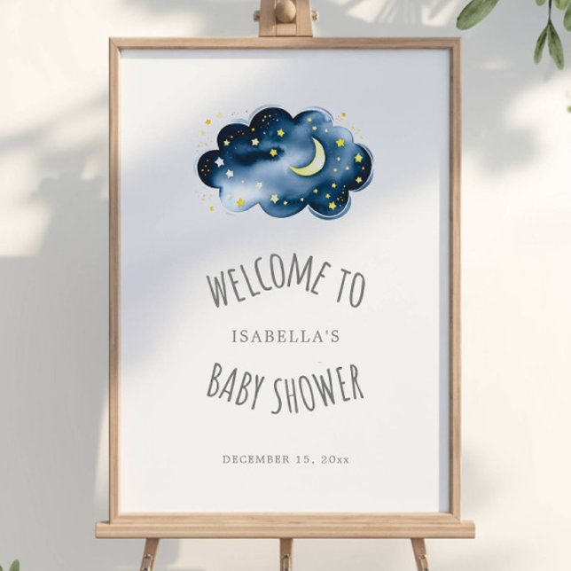 Poster de bienvenue du Baby shower Moon and Stars (Créateur téléchargé)