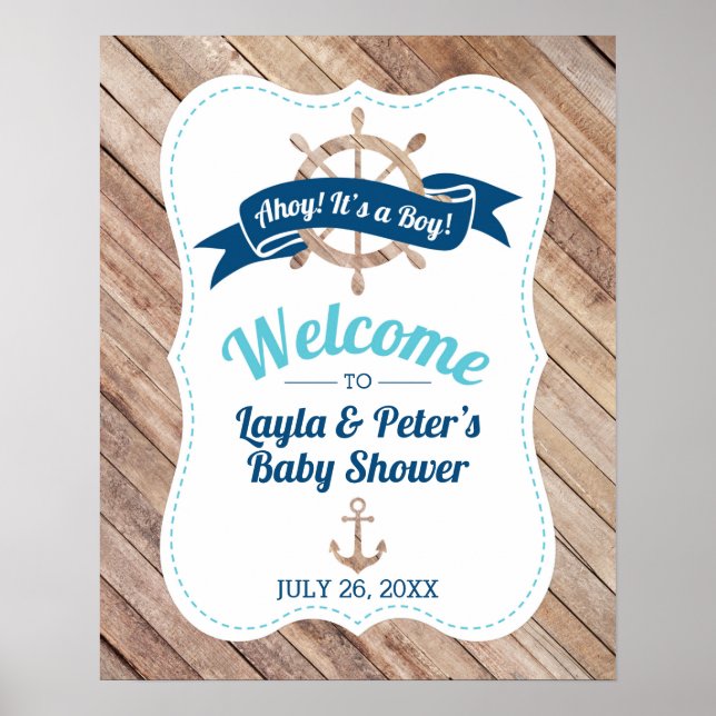 Poster de bienvenue du Baby shower nautique (Devant)
