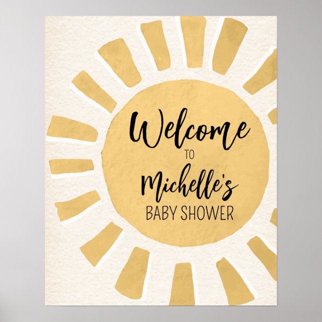 Poster de bienvenue du Baby shower Sunshine (Devant)
