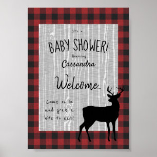 Poster de bienvenue du Baby shower Woodland