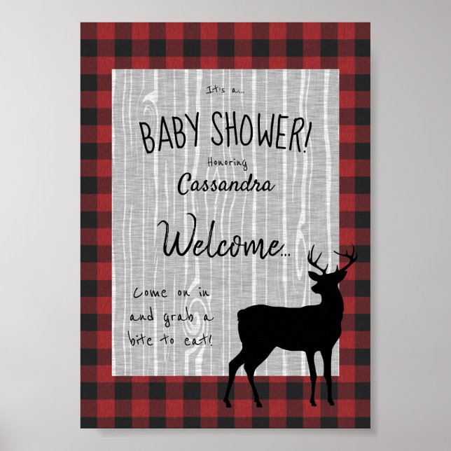 Poster de bienvenue du Baby shower Woodland (Devant)
