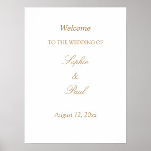 Poster de bienvenue du Mariage blanc Golden Beige