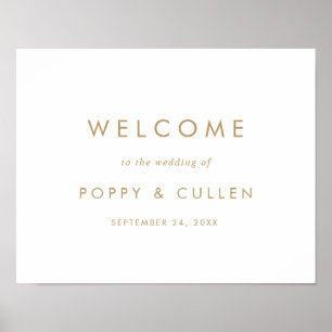 Poster de bienvenue du Mariage de typographie or c