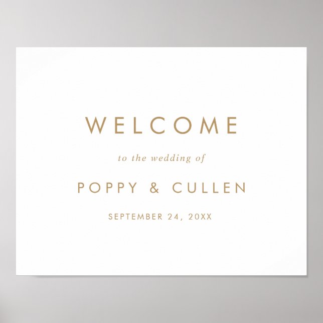 Poster de bienvenue du Mariage de typographie or c (Devant)