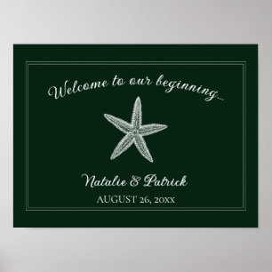 Poster de bienvenue du Mariage Emerald Green