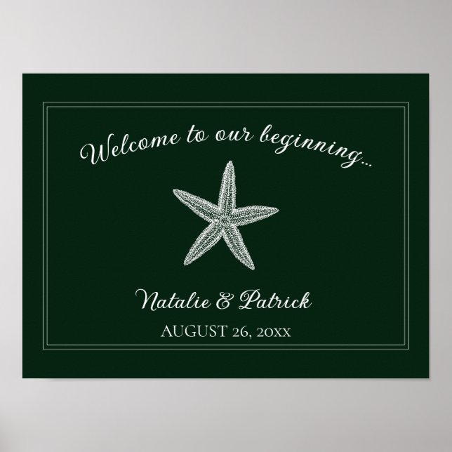 Poster de bienvenue du Mariage Emerald Green (Devant)