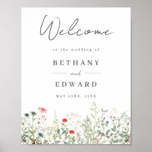 Poster de bienvenue du Mariage fleur sauvage Meado