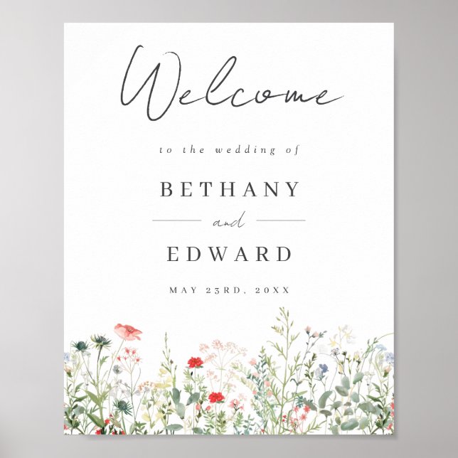 Poster de bienvenue du Mariage fleur sauvage Meado (Devant)