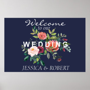 Poster de bienvenue du Mariage Floral Chic