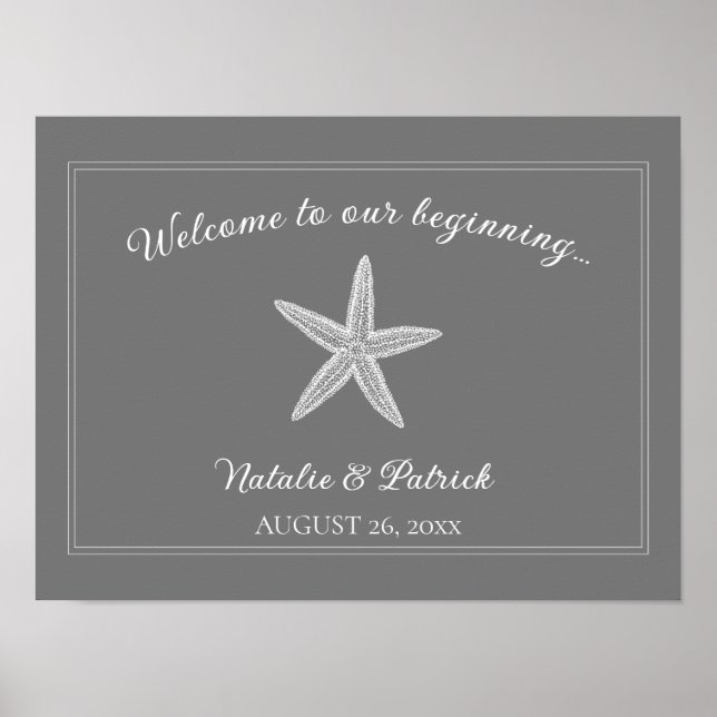 Poster de bienvenue du Mariage Gris Starfish (Devant)
