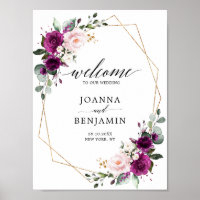 Poster de bienvenue du Mariage Rose rose rose viol