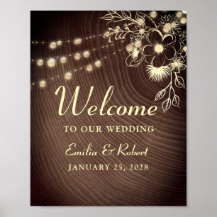 Poster de bienvenue du Mariage Rustic Wood