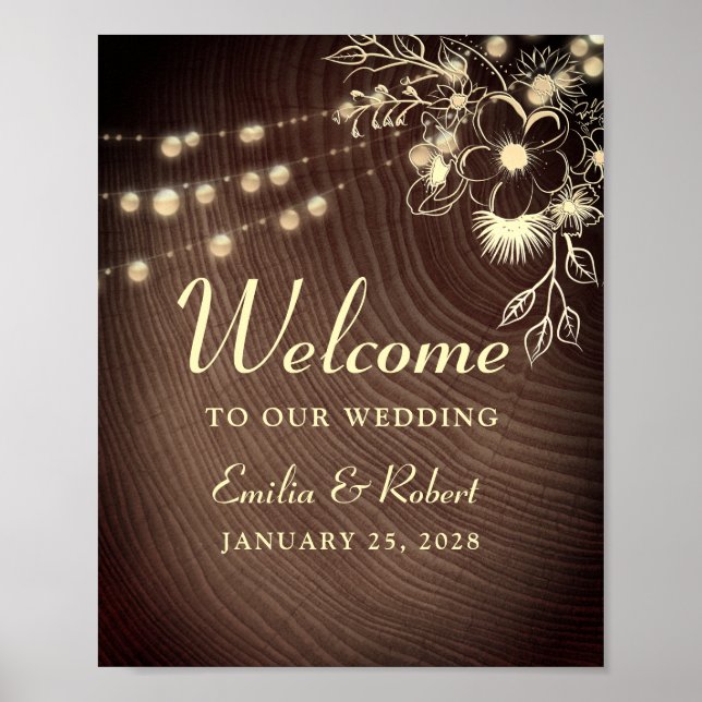 Poster de bienvenue du Mariage Rustic Wood (Devant)