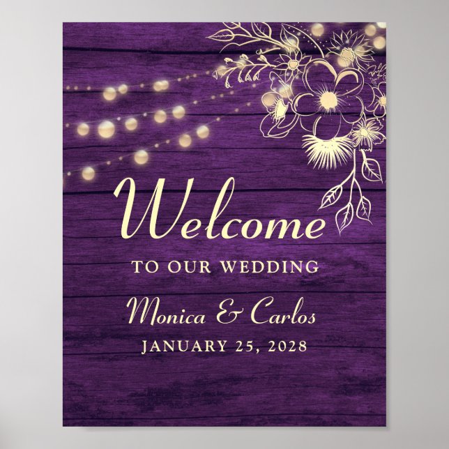 Poster de bienvenue du Mariage Rustic Wood (Devant)