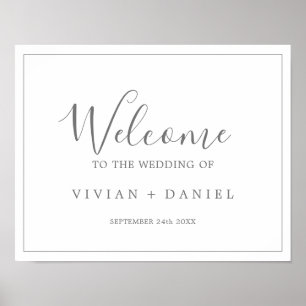 Poster de bienvenue minimaliste pour Mariage en ar