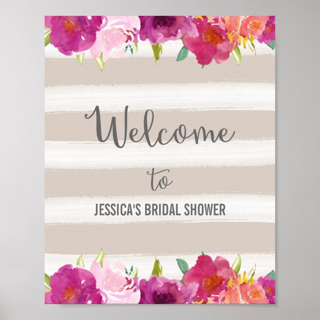 Poster de bienvenue Pink Flowers Imprimer (Devant)