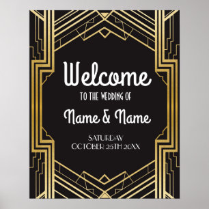 Poster de bienvenue Poster de Mariage Art Déco Gat