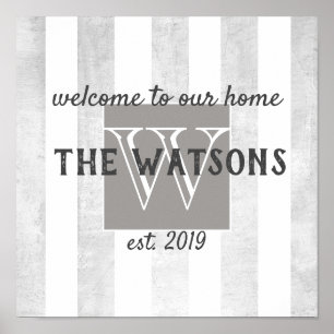 poster de bienvenue pour personnaliser monogramme 