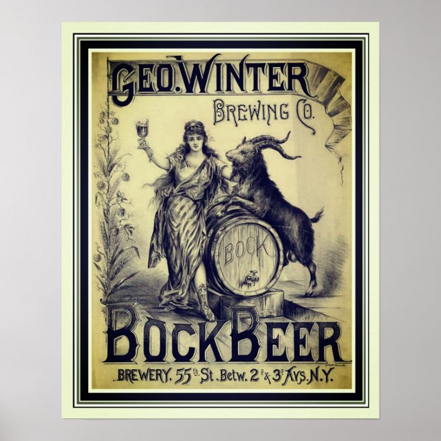 Poster de bière Bock vintage 16 x 20 (Devant)