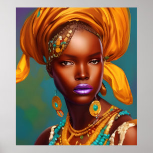 Poster de bijoux en or femme princesse africaine