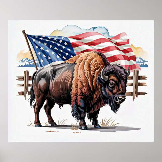 Poster de bison patriotique (Devant)