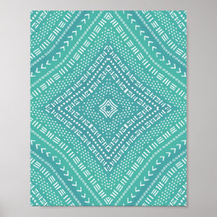 Poster de Boho Aqua Green Kaleidoscope Mandala