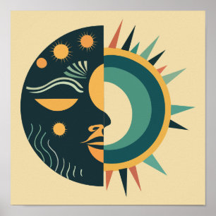 Poster de Boho Sun et Moon Wall Art