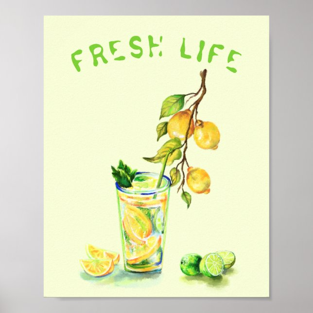 Poster de boisson au Cool de citron frais - Texte  (Devant)