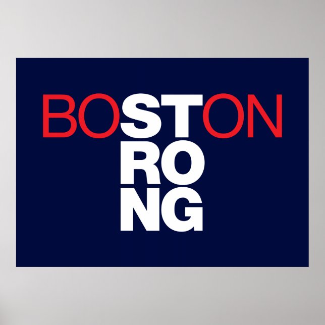 Poster de Boston Strong Helvetica sur bleu marine (Devant)