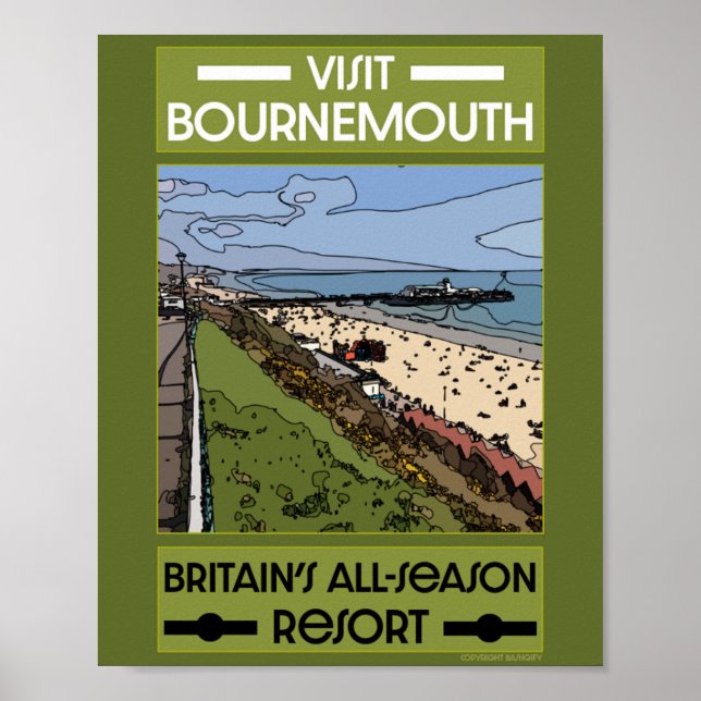 Poster de Bournemouth Vintage Retro Seaside (Devant)