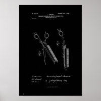 Poster de brevet des barbiers de peigne de ciseaux