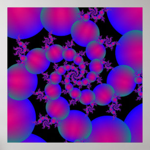 Poster de bulles spirales roses et bleues