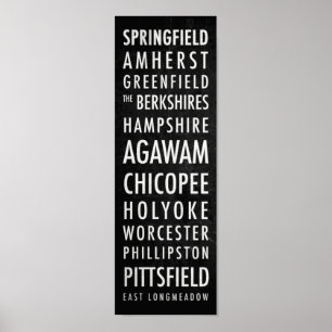 Poster de bus du Massachusetts - Masse occidentale