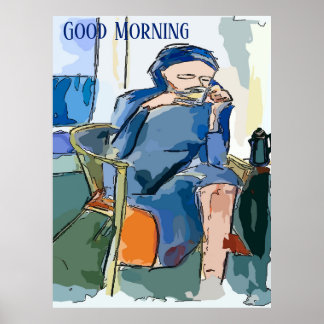 Poster de café du matin Abstrait, ajouter du texte