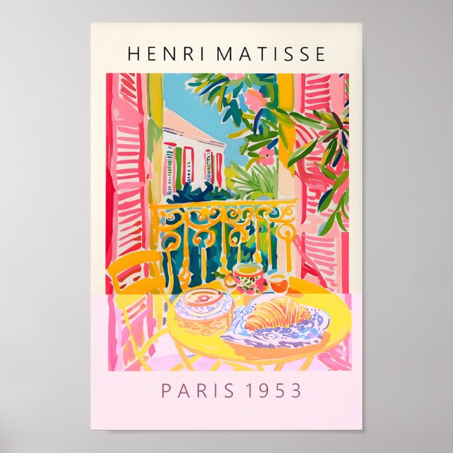 Poster De Café Et Croissant, Matisse Style Art Pri (Devant)