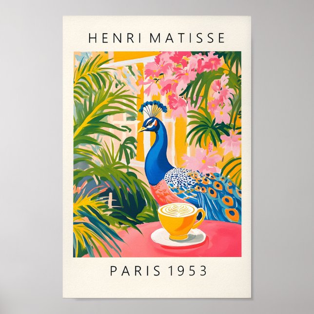 Poster De Café Peacock, Décor De Cuisine Rose (Devant)