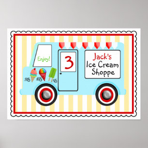 Poster de camion crème glacée - Garçons